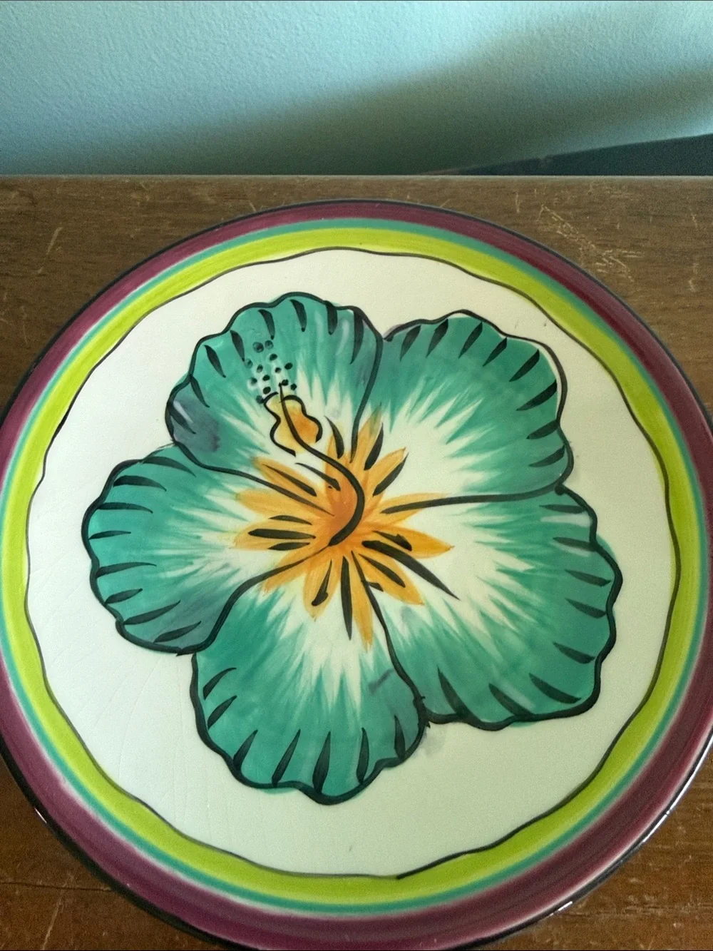Hibiscus Pattern Appetizer Plate by Clay Art